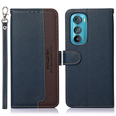 Leather Case Stands Flip Cover Holder A09D for Motorola Moto Edge 30 5G Blue