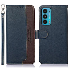 Leather Case Stands Flip Cover Holder A09D for Motorola Moto Edge Lite 5G Blue