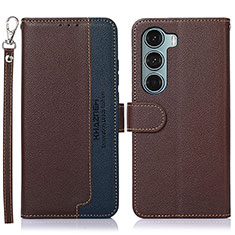 Leather Case Stands Flip Cover Holder A09D for Motorola Moto Edge S30 5G Brown