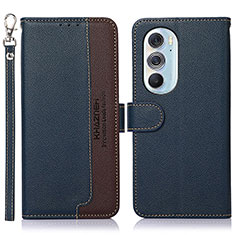 Leather Case Stands Flip Cover Holder A09D for Motorola Moto Edge X30 5G Blue