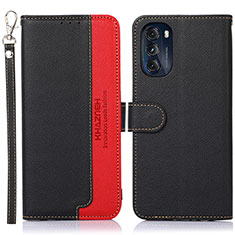Leather Case Stands Flip Cover Holder A09D for Motorola Moto G 5G 2022 Black