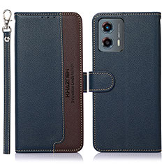 Leather Case Stands Flip Cover Holder A09D for Motorola Moto G 5G (2023) Blue