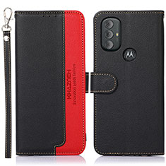Leather Case Stands Flip Cover Holder A09D for Motorola Moto G Power (2022) Black