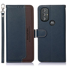 Leather Case Stands Flip Cover Holder A09D for Motorola Moto G Power (2022) Blue