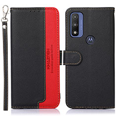 Leather Case Stands Flip Cover Holder A09D for Motorola Moto G Pure Black