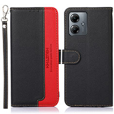 Leather Case Stands Flip Cover Holder A09D for Motorola Moto G14 Black
