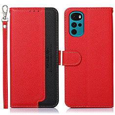 Leather Case Stands Flip Cover Holder A09D for Motorola Moto G22 Red