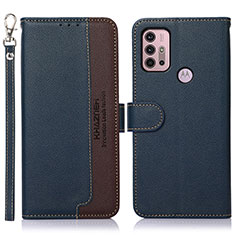 Leather Case Stands Flip Cover Holder A09D for Motorola Moto G31 Blue