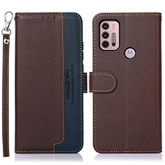 Leather Case Stands Flip Cover Holder A09D for Motorola Moto G31 Brown