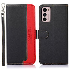 Leather Case Stands Flip Cover Holder A09D for Motorola Moto G42 Black