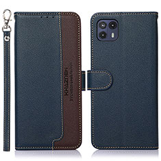 Leather Case Stands Flip Cover Holder A09D for Motorola Moto G50 5G Blue