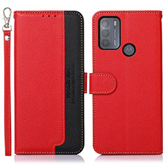 Leather Case Stands Flip Cover Holder A09D for Motorola Moto G50 Red
