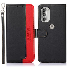 Leather Case Stands Flip Cover Holder A09D for Motorola Moto G51 5G Black