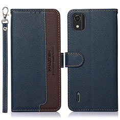 Leather Case Stands Flip Cover Holder A09D for Nokia C2 2nd Edition Blue
