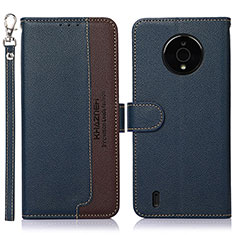 Leather Case Stands Flip Cover Holder A09D for Nokia C200 Blue