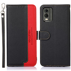 Leather Case Stands Flip Cover Holder A09D for Nokia C210 Black