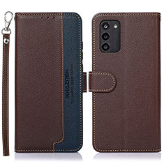 Leather Case Stands Flip Cover Holder A09D for Nokia G100 Brown