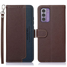 Leather Case Stands Flip Cover Holder A09D for Nokia G42 5G Brown