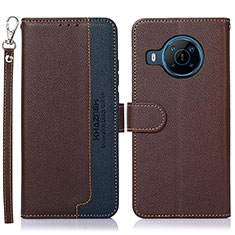 Leather Case Stands Flip Cover Holder A09D for Nokia X100 5G Brown