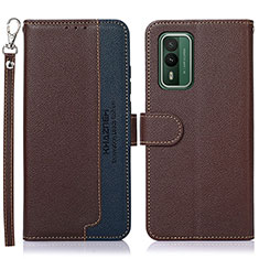 Leather Case Stands Flip Cover Holder A09D for Nokia XR21 Brown