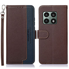 Leather Case Stands Flip Cover Holder A09D for OnePlus 10 Pro 5G Brown