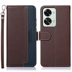 Leather Case Stands Flip Cover Holder A09D for OnePlus Nord 2T 5G Brown