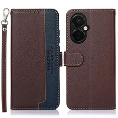 Leather Case Stands Flip Cover Holder A09D for OnePlus Nord N30 5G Brown
