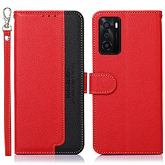 Leather Case Stands Flip Cover Holder A09D for Oppo A55S 5G Red