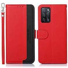Leather Case Stands Flip Cover Holder A09D for Oppo A56 5G Red