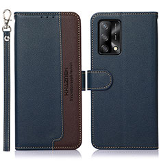 Leather Case Stands Flip Cover Holder A09D for Oppo Reno6 Lite Blue