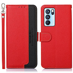 Leather Case Stands Flip Cover Holder A09D for Oppo Reno6 Pro 5G India Red