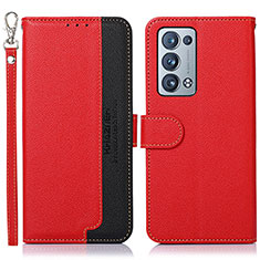 Leather Case Stands Flip Cover Holder A09D for Oppo Reno6 Pro 5G Red