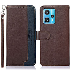 Leather Case Stands Flip Cover Holder A09D for Realme Narzo 50 Pro 5G Brown