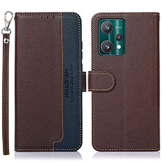Leather Case Stands Flip Cover Holder A09D for Realme V25 5G Brown