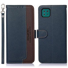 Leather Case Stands Flip Cover Holder A09D for Samsung Galaxy F42 5G Blue