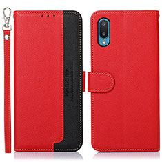 Leather Case Stands Flip Cover Holder A09D for Samsung Galaxy M02 Red