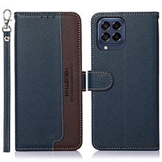 Leather Case Stands Flip Cover Holder A09D for Samsung Galaxy M53 5G Blue