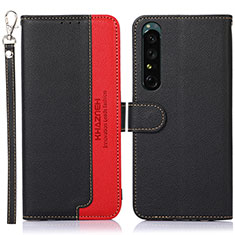 Leather Case Stands Flip Cover Holder A09D for Sony Xperia 1 V Black