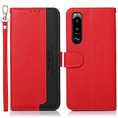 Leather Case Stands Flip Cover Holder A09D for Sony Xperia 5 III Red