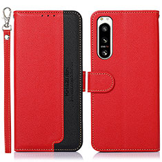 Leather Case Stands Flip Cover Holder A09D for Sony Xperia 5 IV Red