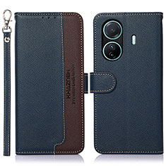 Leather Case Stands Flip Cover Holder A09D for Vivo T1 5G Blue