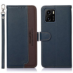 Leather Case Stands Flip Cover Holder A09D for Vivo Y01 Blue