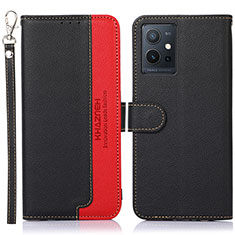 Leather Case Stands Flip Cover Holder A09D for Vivo Y55 5G Black