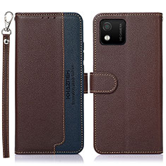 Leather Case Stands Flip Cover Holder A09D for Wiko Y52 Brown