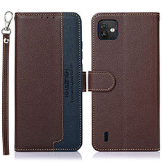 Leather Case Stands Flip Cover Holder A09D for Wiko Y82 Brown