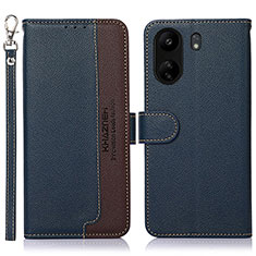 Leather Case Stands Flip Cover Holder A09D for Xiaomi Poco C65 Blue