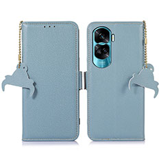 Leather Case Stands Flip Cover Holder A10D for Huawei Honor 90 Lite 5G Mint Blue