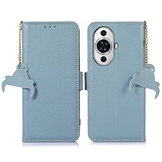Leather Case Stands Flip Cover Holder A10D for Huawei Nova 11 Pro Mint Blue