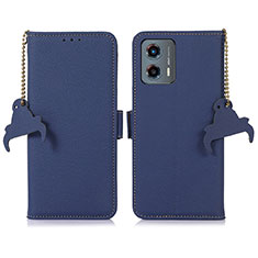 Leather Case Stands Flip Cover Holder A10D for Motorola Moto G 5G (2023) Blue