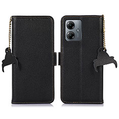 Leather Case Stands Flip Cover Holder A10D for Motorola Moto G14 Black